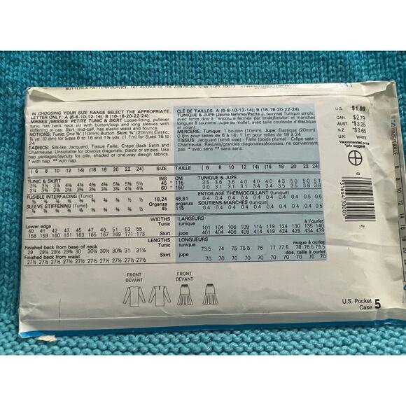 Butterick Sewing pattern 4541 tunic long sleeve skirt drop waist size 16-24 - Picture 3 of 8